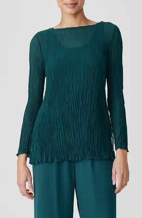 Eileen Fisher Bateau Neck Silk Tunic in Aegean at Nordstrom Rack, Size X-Small