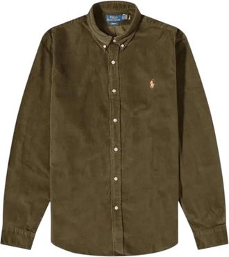 Ralph Lauren Casual Shirts, male, Green, XL, Slim FIT Corduroy Shirt Olive Green