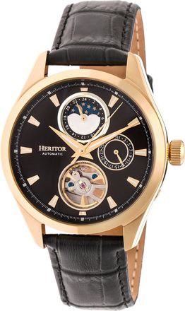 Heritor Heritor Sebastian Automatic Semi-Skeleton Watch, Leather Strap, 40 mm