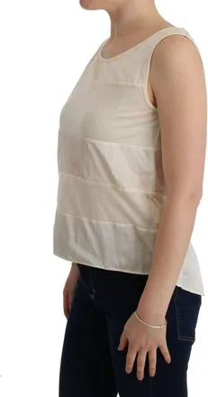 Costume National Womens Beige Asymmetric Top Blouse Cotton