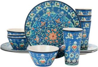 Gibson Home 16 Piece Tacoma Melamine Dinnerware Set in Blue at Nordstrom