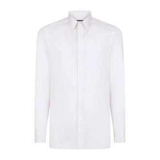 Tom Ford Formal Shirts, male, White, Size: L Cotton Silk Classic Fit Shirt