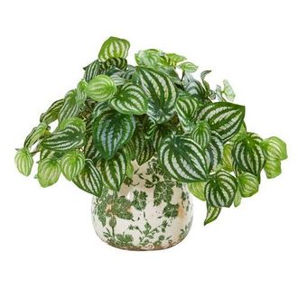Nearly Natural Watermelon Peperomia Artificial Plant in Vase in Green at Nordstrom