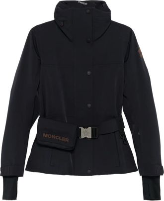 Moncler belted waist ski jacket - Black