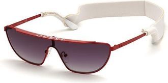 Guess Womens Gu7677 Shield Sunglasses Red - Dark Red Metal - One Size