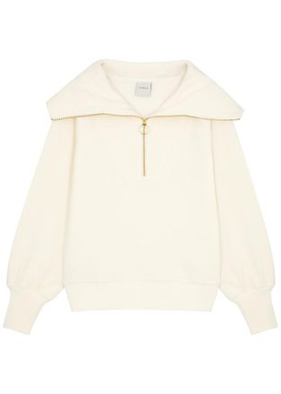 Varley Vine Ribbed Stretch-cotton Half-zip Sweatshirt - Ivory - L