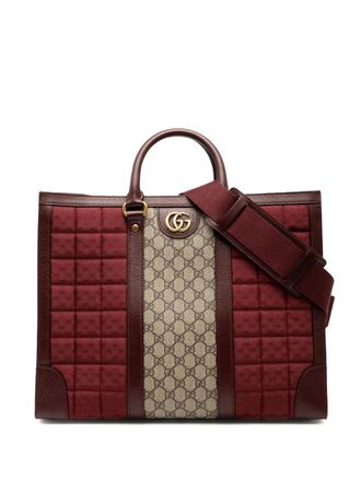 Gucci 2016-2025 Medium GG Supreme and Quilted Mini GG Canvas Double G Tote satchel - women - Fabric/Calf Leather/Leather - One Size - Red
