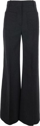 Victoria Beckham Alina Wijde Broek - Dames - Wijde Broeken - Grijs - 2XS - Wol - Broeken