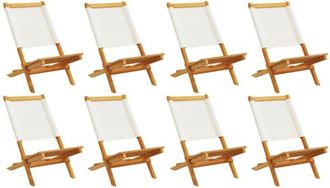 vidaXL Vidaxl - Sillas Jard&iacute;n Plegables 8 Uds Tela Madera Maciza Y Tela Crema