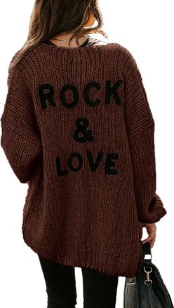 PrettyGarden Womens Long Sleeve Open Front Knit Cardigans Sweaters Soft Loose Draped Coat Outerwear, Coffee, M