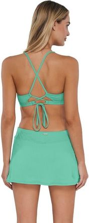 Sunsets Sporty Swim Skirt Bottoms in Aqua Mist Sandbar Rib at Nordstrom, Size X-Small
