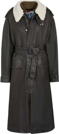 Diesel Lange jas met ceintuur - Dames - Mantels - Bruin - Maat: M