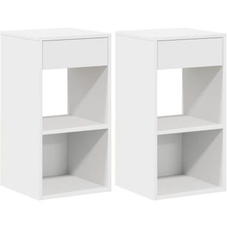 vidaXL Bedside Cabinets with Drawer 2 pcs White 35x34x66.5 cm Vidaxl