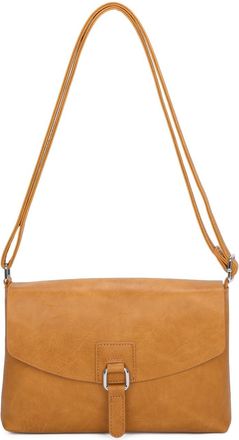 Generic Vegan Leather Crossbody Bag, PU Leather Shoulder Bag with Buckle Closure, 27x18x4 cm (Yellow)