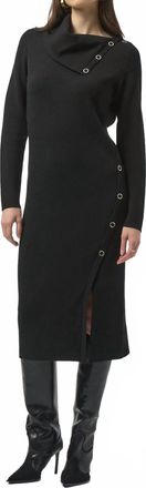 Joseph Ribkoff Grommet Detail Cowl Neck Midi Sheath Dress In Black