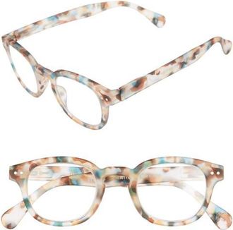 Izipizi C 49mm Square Reading Glasses in Blue Tortoise at Nordstrom, Size +2.50