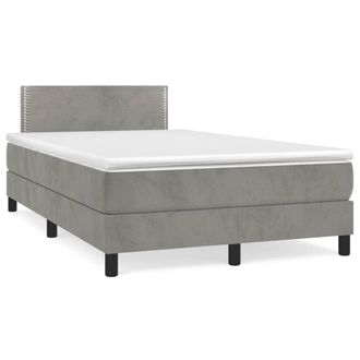 vidaXL Cama Box Spring Con Colch&oacute;n Terciopelo Gris Claro 120x190 Cm Vidaxl