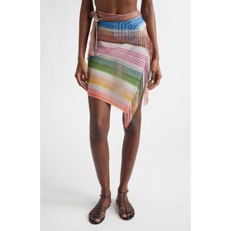Missoni Metallic Stripe Fringe Trim Pareo in 0001 White Multi at Nordstrom