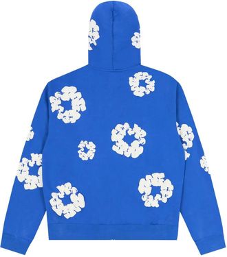 Denim Tears Felpa con zip e stampa ghirlande - Blu