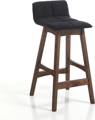 Oresteluchetta Set 2 taburetes madera nogal oscuro y tejido gris 84x39x47 cm