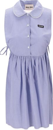 Miu Miu Blue Checks Shirt Collar Dress