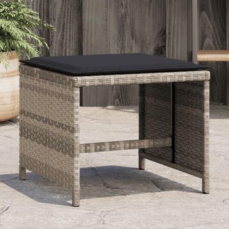 vidaXL Vidaxl - Taburetes Jard&iacute;n Y Cojines 4 Uds Rat&aacute;n Pe Gris Claro 41x41x36cm