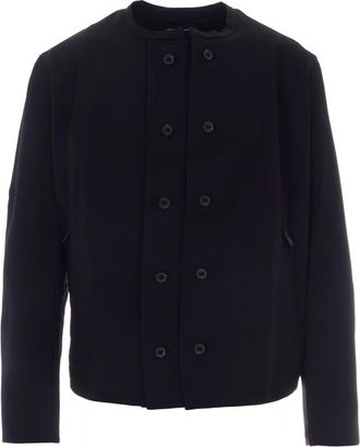 Yohji Yamamoto Wide-Cut Draped Black Jacket with Contemporary Silhouette