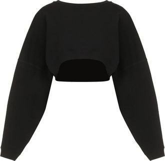 Saint Laurent Cotton Crew-neck Sweatshirt - Dames - Sweatshirts - Zwart - M - Katoen - Hoodies & sweatvesten