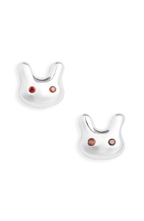 Sandy Liang Terminator Bunny Stud Earrings in Silver at Nordstrom