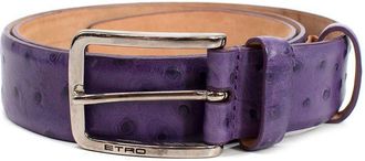 Etro Purple Ostrich Embossed Leather Belt Size M