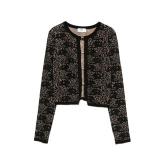 Elisabetta Franchi Lace-pattern Logo-plaque Sweater