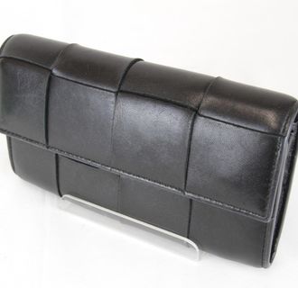 Bottega Veneta Black Leather Long Wallet (Bi-Fold) (Pre-Owned)
