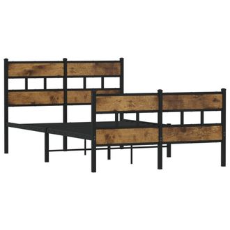 Berkfield Home Metal Bed Frame without Mattress Smoked Oak 120x200 cm in Brown
