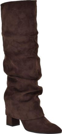 Guess Geima Pointed Toe Slouch Foldover Boot in Dark Brown at Nordstrom, Size 7.5