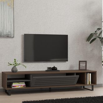 Dmora Mueble Para Tv Sovico, Un Estante, Una Puerta, 5 Compartimentos, 160x40x35 Cm Negro Antracita