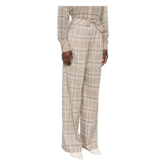 Ermanno Scervino Pantalones de cuadros Pr&iacute;ncipe de Gales - Trousers - Mujer - Beige - S