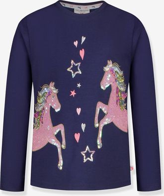 Salt And Pepper Langarmshirt mit Pailletten-Stickerei Pferde M&auml;dchen Salt and Pepper marine