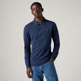 Levi's Long Sleeve Slim Housemark Polo - Mens - 2XL - Blue