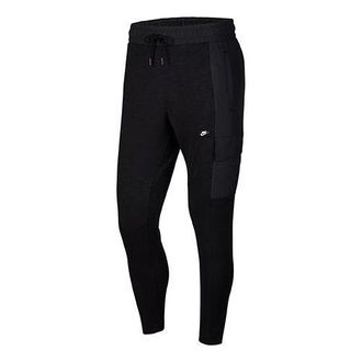 Nike Sportswear Logo Splicing Athleisure Casual Sports Pants Black CJ4334-010