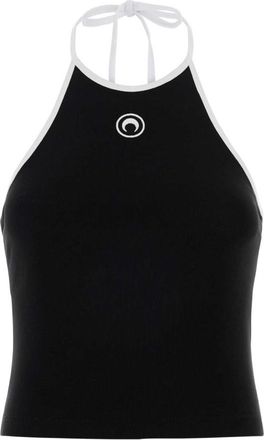 Marine Serre Black Halter Neck Tank Top