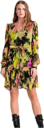 Twinset Korte Jurk Bloemen - 44 - Dames - Korte kleedjes - Veelkleurig - S - Kleedjes