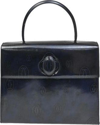 Cartier Pre-owned Handbags, female, Blue, Size: ONE SIZE Pre-owned Patent Leather Monogram Top Handle Bag