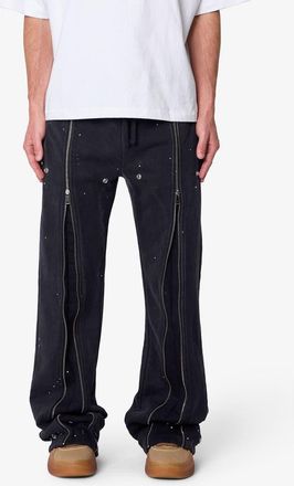 mnml Rivet Zipper Flare Sweatpants in Washed Black at Nordstrom, Size Xx-Large