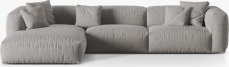 MICADONI Modulares 4-Sitzer Design Ecksofa Martina - Strukturstoff Hellgrau