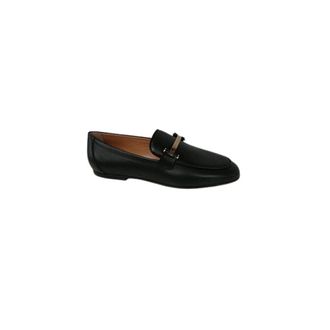 Tod's Black Flat Shoes with Leather Details - female - Tods - Loafers - Black - 3 UK - Shoes