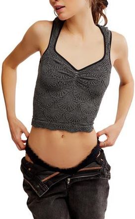 Free People Love Letter Floral Smocked Top in Black at Nordstrom Rack, Size Medium/large