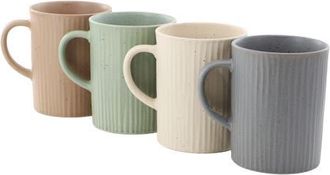 Gibson Home Evening Stroll 4 Piece 19 Ounce Stoneware Ribbed Mug Set in Grey at Nordstrom