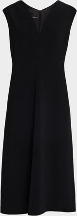 Emporio Armani Sleeveless Flared Crepe Midi Dress