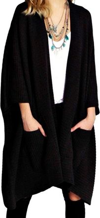 Crazy Girls Womens Chunky Knitted Baggy Oversized Pocket Long Jumpers Cardigans Cape (20-22, Black)