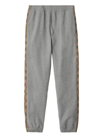 Burberry Check-trimmed cotton track pants - Grey